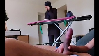 Wow! He Shows His Dick To This Muslim Maid!