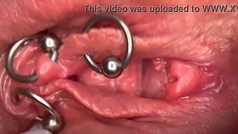 Extremely Close-Up View Of My Pierced Genitalia As It Becomes Lubricated And Urinates